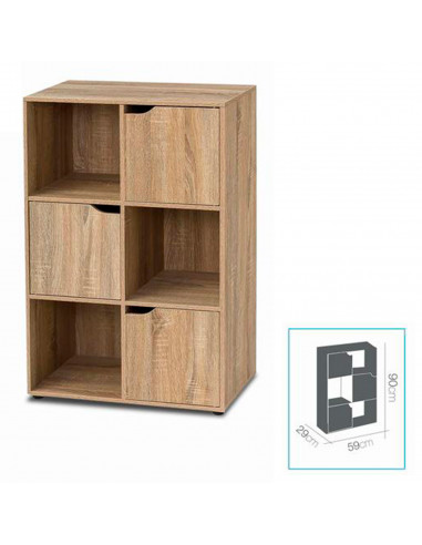 Tradineur - Aparador de madera con 3 puertas y 3 estantes, mueble auxiliar multifuncional, estantería para salón, dormitorio (Ma
