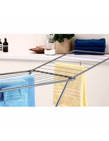Tradineur - Tendedero plegable de aluminio con 20 metros espacio de tendido, soporte para tender ropa, patas antideslizantes (Pl