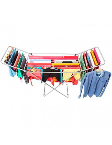 Tradineur - Tendedero plegable de aluminio con 20 metros espacio de tendido, soporte para tender ropa, patas antideslizantes (Pl