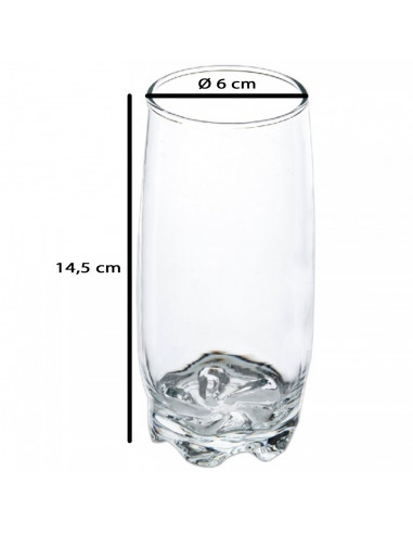 Tradineur - Set de 6 vasos de cristal modelo "Adora", base gruesa, aptos para lavavajillas, servir cócteles, cerveza, refrescos,