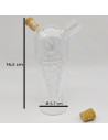 Tradineur - Aceitera/Vinagrera de cristal con doble pitorro y tapones de corcho, diseño de uvas, dispensador de aliño rellenable