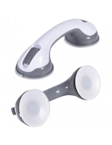Tradineur - Tirador con ventosas, asa para baño, apoyabrazos de ducha portátil, plástico, no requiere taladro, gran resistencia,