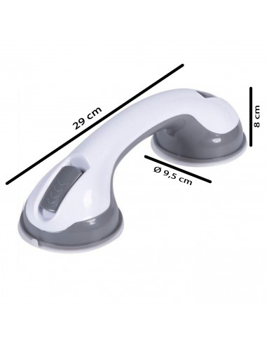 Tradineur - Tirador con ventosas, asa para baño, apoyabrazos de ducha portátil, plástico, no requiere taladro, gran resistencia,