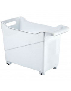 Tradineur - Carrito multiusos Nº3 de plástico con ruedas y asa, cesta organizadora para productos de limpieza, baño, cocina (Bla