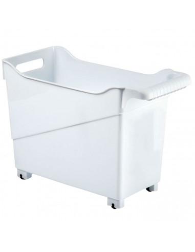 Tradineur - Carrito multiusos Nº3 de plástico con ruedas y asa, cesta organizadora para productos de limpieza, baño, cocina (Bla
