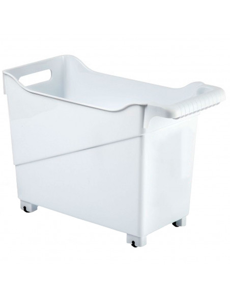 Tradineur - Carrito multiusos Nº3 de plástico con ruedas y asa, cesta organizadora para productos de limpieza, baño, cocina (Bla