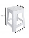Tradineur - Taburete de plástico Rattan con asa, asiento de 28 x 28 cm, imitación de mimbre, banqueta multiusos, cocina, salón (
