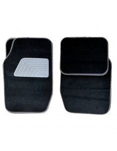 Tradineur - Set de 4 alfombrillas de terciopelo universales para coche, alfombras delanteras y traseras con goma flexible para v