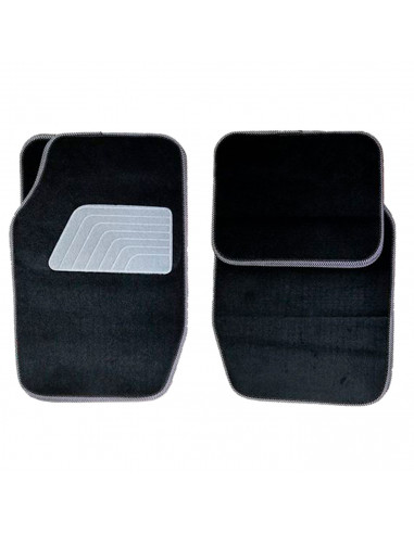 Tradineur - Set de 4 alfombrillas de terciopelo universales para coche, alfombras delanteras y traseras con goma flexible para v