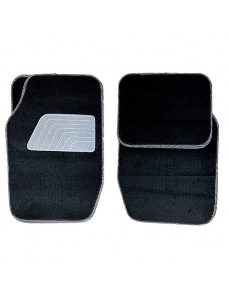 Tradineur - Set de 4 alfombrillas de terciopelo universales para coche, alfombras delanteras y traseras con goma flexible para v