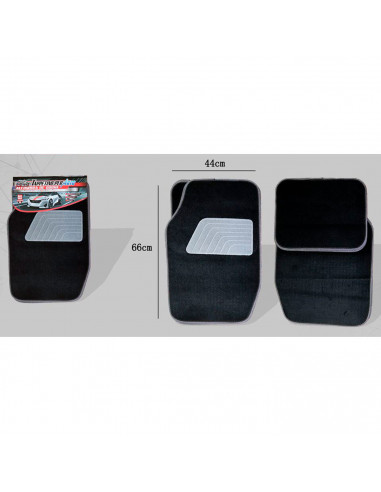 Tradineur - Set de 4 alfombrillas de terciopelo universales para coche, alfombras delanteras y traseras con goma flexible para v