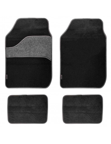 Tradineur - Set de 4 alfombrillas de terciopelo universales para coche, alfombras delanteras y traseras con goma flexible para v