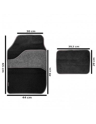 Tradineur - Set de 4 alfombrillas de terciopelo universales para coche, alfombras delanteras y traseras con goma flexible para v