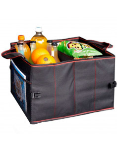 Tradineur - Organizador de maletero de coche, bolsa de almacenamiento plegable para vehículo, poliéster, incluye asas y bolsillo