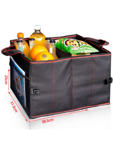 Tradineur - Organizador de maletero de coche, bolsa de almacenamiento plegable para vehículo, poliéster, incluye asas y bolsillo
