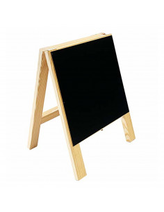 Tradineur - Pizarra con caballete de madera plegable 29 x 29 cm. Tablero de dibujo con patas para escribir con tiza, 1 cara, sob