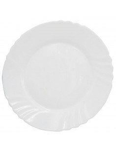 Tradineur - Plato llano de vidrio opal modelo "Ebro", extra resistente, vajilla de cocina, apto para lavavajillas y microondas (