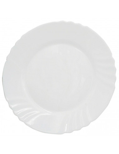 Tradineur - Plato llano de vidrio opal modelo "Ebro", extra resistente, vajilla de cocina, apto para lavavajillas y microondas (