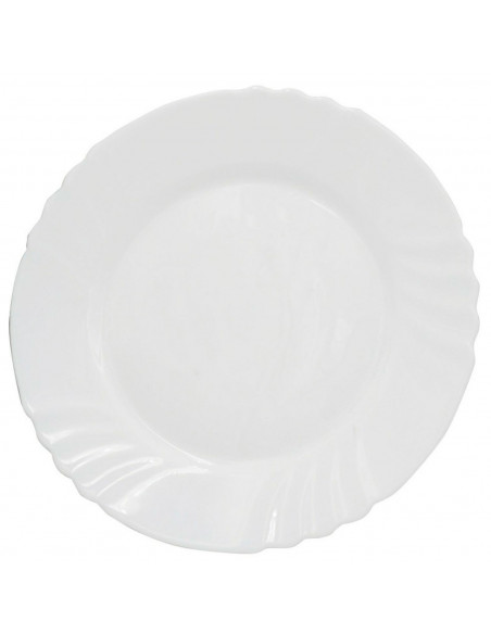 Tradineur - Plato llano de vidrio opal modelo "Ebro", extra resistente, vajilla de cocina, apto para lavavajillas y microondas (