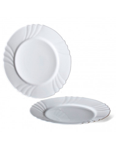 Tradineur - Plato llano de vidrio opal modelo "Ebro", extra resistente, vajilla de cocina, apto para lavavajillas y microondas (
