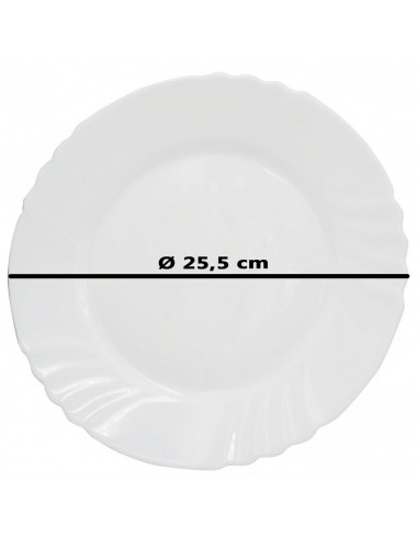 Tradineur - Plato llano de vidrio opal modelo "Ebro", extra resistente, vajilla de cocina, apto para lavavajillas y microondas (