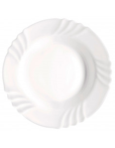 Tradineur - Plato hondo de vidrio opal modelo "Ebro", extra resistente, vajilla de cocina, apto para lavavajillas y microondas (
