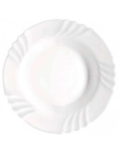 Tradineur - Plato hondo de vidrio opal modelo "Ebro", extra resistente, vajilla de cocina, apto para lavavajillas y microondas (