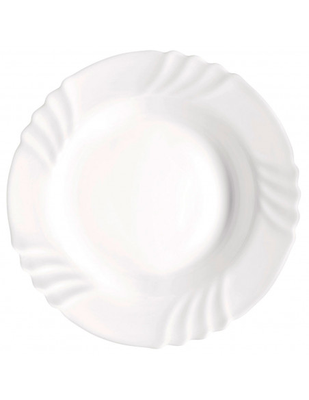 Tradineur - Plato hondo de vidrio opal modelo "Ebro", extra resistente, vajilla de cocina, apto para lavavajillas y microondas (