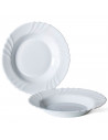 Tradineur - Plato hondo de vidrio opal modelo "Ebro", extra resistente, vajilla de cocina, apto para lavavajillas y microondas (