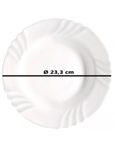 Tradineur - Plato hondo de vidrio opal modelo "Ebro", extra resistente, vajilla de cocina, apto para lavavajillas y microondas (