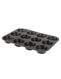 Bandeja con 12 mini moldes de flan de 35 x 3 x 26,5 cm antiadherente. Moldes especial para horno para realizar labores de cocina