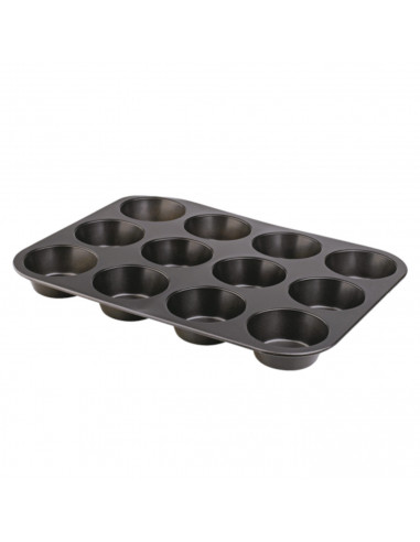 Bandeja con 12 mini moldes de flan de 35 x 3 x 26,5 cm antiadherente. Moldes especial para horno para realizar labores de cocina