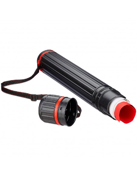 Tradineur - Tubo portaplanos extensible de 64 a 100 cm con correa de transporte, plástico, almacenamiento planos, documentos, lá