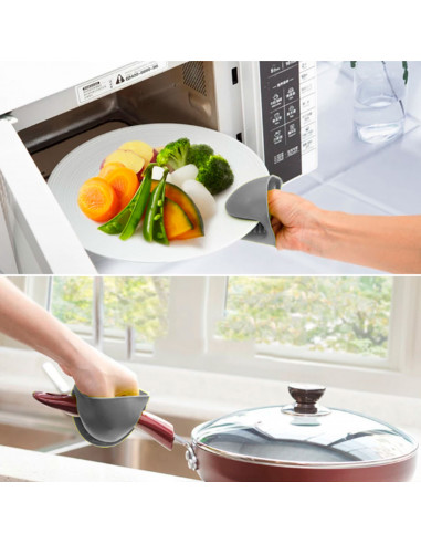 Tradineur - Manoplas de silicona para horno, guantes antideslizantes resistentes al calor para hornear, cocina, barbacoa, aptas