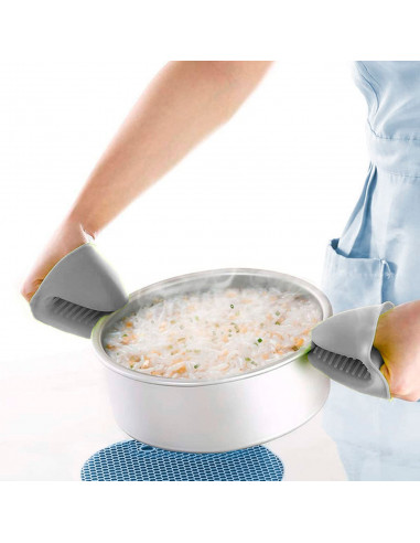 Tradineur - Manoplas de silicona para horno, guantes antideslizantes resistentes al calor para hornear, cocina, barbacoa, aptas