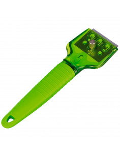 Tradineur - Rascador de vidrio y vitrocerámica, rasqueta placas inducción, incluye 3 cuchillas, mango de silicona, protector de