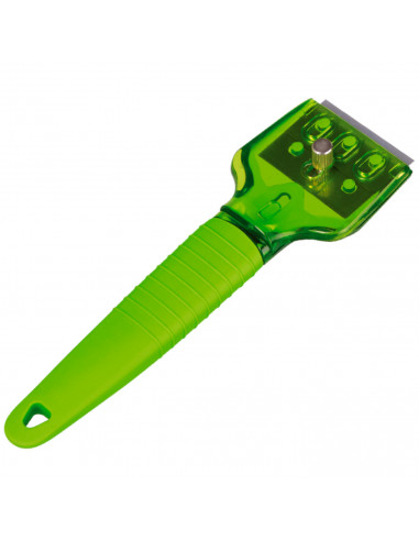 Tradineur - Rascador de vidrio y vitrocerámica, rasqueta placas inducción, incluye 3 cuchillas, mango de silicona, protector de