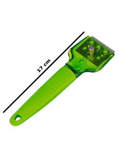 Tradineur - Rascador de vidrio y vitrocerámica, rasqueta placas inducción, incluye 3 cuchillas, mango de silicona, protector de