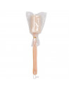 Tradineur - Esponja redonda de baño con mango de madera, cáñamo, cepillo de ducha de mano, mango largo, masaje o exfoliación de