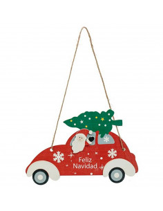 Tradineur  Adorno, coche colgante de madera "Feliz Navidad", decoración navideña festiva con cuerda para puerta, árbol, pared,