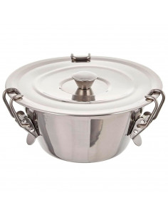 Tradineur - Flanero de acero Inoxidable con tapa y cierres de pinzas - Recipiente para elaborar flanes, repostería, cocina - Apt