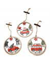 Tradineur  Adorno redondo colgante de madera, decoración navideña festiva con cuerda para puerta, árbol, pared, Ø 10,5 cm, mode