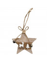 Tradineur  Adorno colgante de madera con forma de estrella/abeto, decoración navideña festiva con cuerda y cascabeles para puer