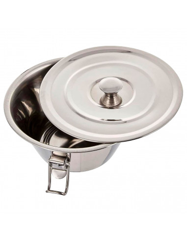 Tradineur - Flanero de acero Inoxidable con tapa y cierres de pinzas - Recipiente para elaborar flanes, repostería, cocina - Apt