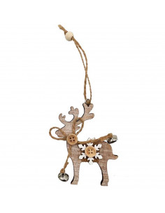 Tradineur  Adorno colgante de madera, forma de reno/casa, decoración navideña festiva con cuerda y cascabeles para puerta, árbo