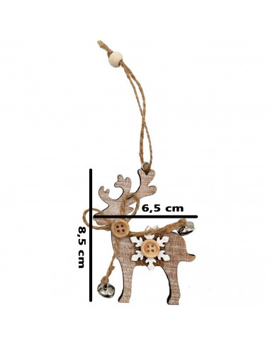 Tradineur  Adorno colgante de madera, forma de reno/casa, decoración navideña festiva con cuerda y cascabeles para puerta, árbo