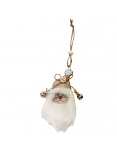 Tradineur  Adorno, cara colgante de madera con barba, decoración navideña festiva con cuerda y cascabeles para puerta, árbol, p
