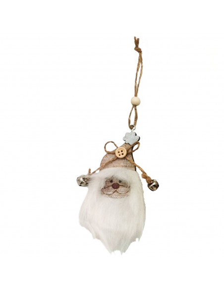 Tradineur  Adorno, cara colgante de madera con barba, decoración navideña festiva con cuerda y cascabeles para puerta, árbol, p