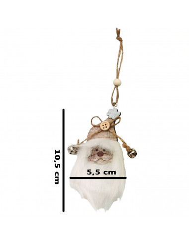 Tradineur  Adorno, cara colgante de madera con barba, decoración navideña festiva con cuerda y cascabeles para puerta, árbol, p