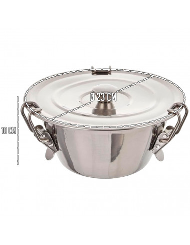 Tradineur - Flanero de acero Inoxidable con tapa y cierres de pinzas - Recipiente para elaborar flanes, repostería, cocina - Apt